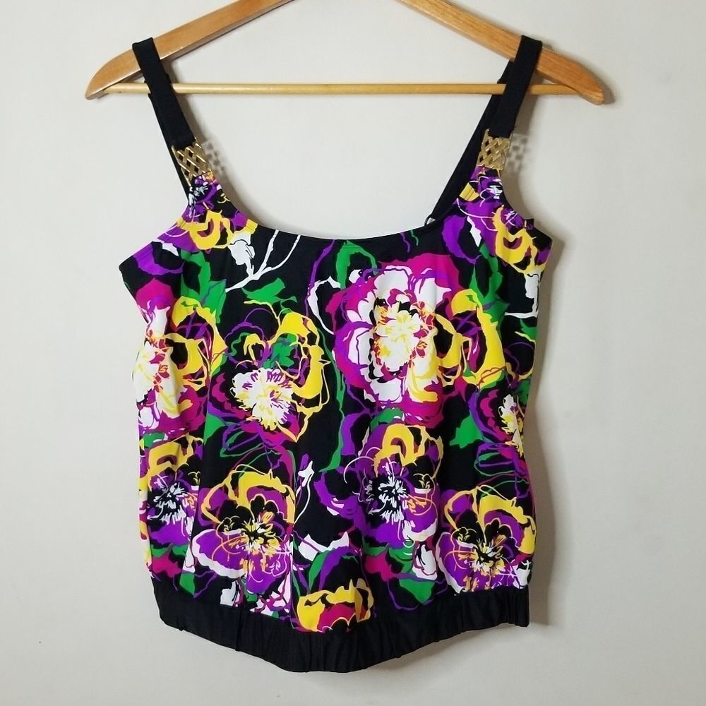 Catalina tankini swim top floral size medium